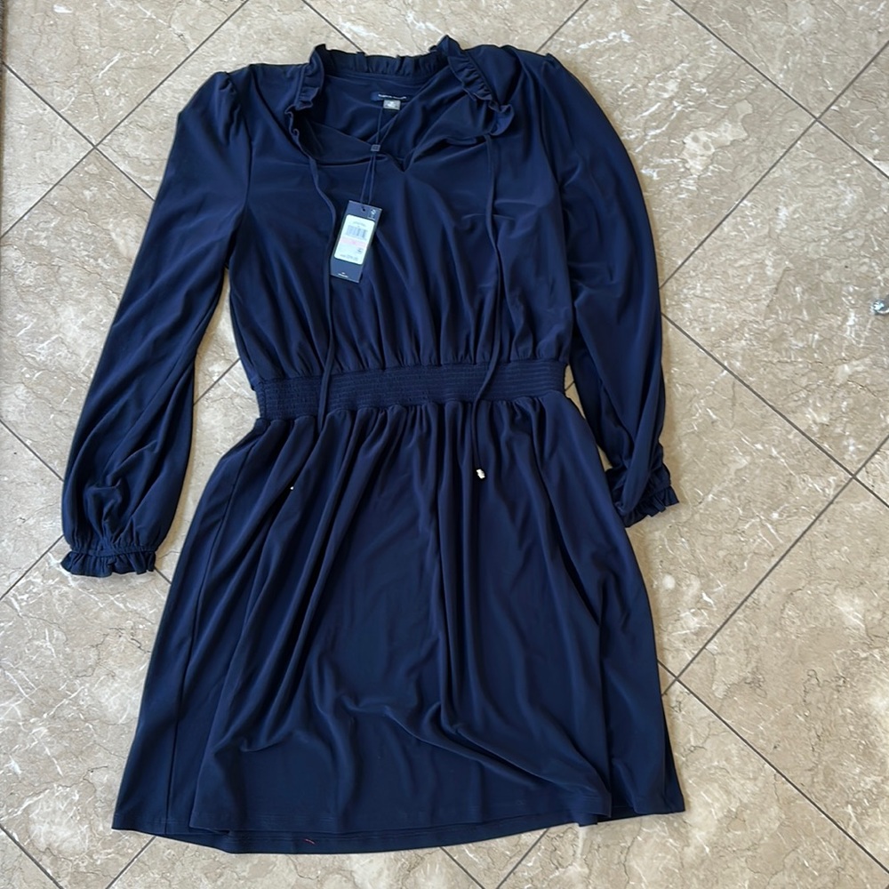 Women’s Elastic Waist Navy Dress